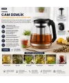 Çelik Süzgeçli Cam Demlik 1500ml