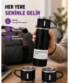 Çelik Termos Bardak Seti | 500 Ml Kapasite, Kaymaz Taban, Hediye Kutulu