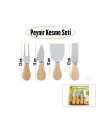 Cheese Knife Set 4pcs Peynir Bıçak Seti Ahşap Bambu Saplı
