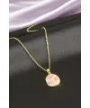 Çiçek Mineli Taşlı Çelik Kolye