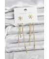 Çiçek Model Gold Pirinç Sallantılı Kadın Küpe
