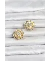 Çiçek Model Zirkon Taşlı Düğme veya Manşet Broşu