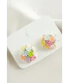 Çiçek Taşlı Plastik Küpe
