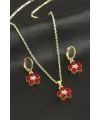 Çiçek Taşlı Set Kolye
