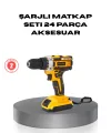 Çift Bataryalı Darbeli Şarjlı Matkap Seti – Metal Dişli, 24 Parça Aksesuar Ve Led Işıklı