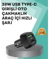 Çift Cihaz Destekli 38w Güçlü Çakmaklık Araç Şarj Cihazı