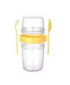 Çift Hazneli - Çatal Kaşıklı Portatif Müsli -atıştırmalık Kabı 650 Ml