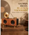 Çift Hoparlörlü Retro Bluetooth Speaker 1800mah Bataryalı Aux Usb Sd Kartlı