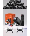 Çift Kollu Game Box Projeksiyon Cihazı Kumandalı Android Tv Dahili Hoparlör