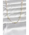 CM 14K Gold Renk Damla Topçuk Model Zincirli 60 cm Kadın Kolye