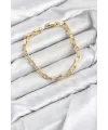 CM Kare Halka Model Gold Renk Pirinç Kadın Bileklik