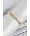 CM Labirent Model Zirkon Taşlı VIP Seri Gold Renk Pirinç Kadın Bileklik
