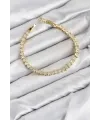 CM Şerit Model Zirkon Taşlı VIP Seri Gold Renk Pirinç Kadın Bileklik