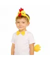 Çocuk Horoz Tavuk Kostüm Seti 3 Parça (Taç + Papyon + Kuyruk)