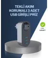 Çocuk Korumalı Termal Priz – 3lü Usb Şarj Ve Akım Koruması