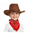 Çocuk Kovboy Şapka Kahverengi  Kırmızı Bandana Seti