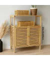Çok Amaçlı Dolap Ahşap Bambu Organizer Raflı 66x33x85cm