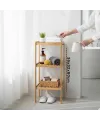 Çok Amaçlı Raf - Organizer 3 Katlı Ahşap - Bambu 36x32x80cm