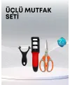 Çok Fonksiyonlu Mutfak Makas Seti – 3 Makas, Bileyici Ve Soyacak Dahil
