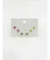 Çok Renkli Tektaş Altılı Küpe - Kp00643