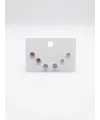 Çok Renkli Tektaş Altılı Küpe - Kp00644
