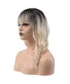 Dalgalı Kısa Perçemli Fiber Sentetik Peruk - Kahve / Platin Ombreli