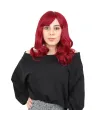 Dalgalı Perçemli Orta Boy Fiber Sentetik Peruk - Kızıl