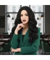 Dalgalı Perçemsiz Uzun Fiber Sentetik Peruk - Kestane