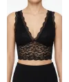 Dantel Bralet Crop Sütyen V Yaka Askılı Şık Esnek Rahat - Siyah