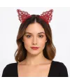 Dantelli Kırmızı Kedi Tacı - Vintage Tarz Dantel Kedi Kulak