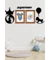 DECO103 Supermen Dekoratif Duvar Süsü Tablo Aksesuar Ahşap Tasarım Hediye Pano Sticker Seti