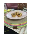 DecoHandy 39cm Neon Renkli Şeritli Jüt Örme Supla Amerikan Servis
