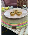 DecoHandy 39cm Neon Renkli Şeritli Jüt Örme Supla Amerikan Servis