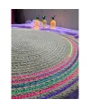 DecoHandy 39cm Neon Renkli Şeritli Jüt Örme Supla Amerikan Servis