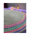 DecoHandy 39cm Neon Renkli Şeritli Jüt Örme Supla Amerikan Servis