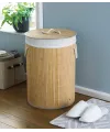 DecoHandy Yuvarlak Bambu Kirli Sepeti