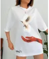 Dijital Baskılı T-Shirt - Beyaz