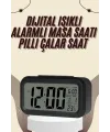 Dijital Masa Saati Termometreli Takvim Çalar Saat Led Ekran Pilli