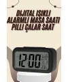 Dijital Masa Saati Termometreli Takvim Çalar Saat Led Ekran Pilli