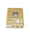 Dikdörtgen  6+1 Bölmeli   Mdf  Kahvaltı Peynir Sunum Panosu 3 Bıçak=ahşap Sap 30x39.5cm