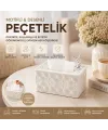 Dikdörtgen Masaüstü Peçetelik (18.4×12.5×9 cm) Beyaz