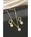 Dikdörtgen Taşlı Set Kolye