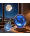 Dolunay Tasarımlı Renk Değiştiren Cam Küre Ve Anahtarlık Set