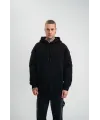 Double Oversize Kapşonlu Nakışlı SweatShirt - Siyah