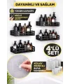 Duş İçi Yapışkanlı Banyo Rafı 4’lü Set | Delme Yok | Güçlü Yapışkan Bantlı Organizer