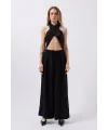 Düşük Bel Oversize Keten Pantolon