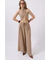 Düşük Bel Oversize Keten Pantolon