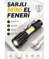 El Feneri Led Usb Şarjlı Zoom Mini Led Işık Acil Durum Feneri
