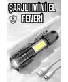 El Feneri Led Usb Şarjlı Zoom Mini Led Işık Acil Durum Feneri