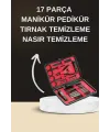 Elektrikli Manikür Pedikür Seti İkili Set 17 Parça Tırnak Bakımı Nasır Temizleme Tırnak Şekillendirme